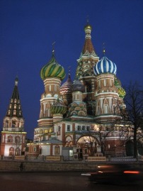 St. Basil's Cathedral in Moscow - First stop after several days on the Trans-Mongolian Express